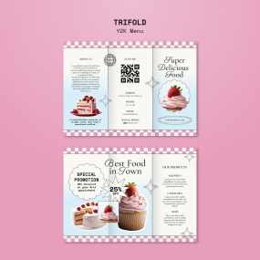 蛋糕美食三折页宣传册PSD模板